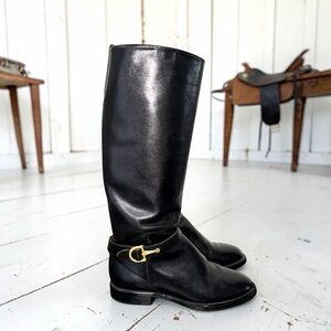 Nine West Women’s Black Leather Equestrian Horse Back Riding Boots Size 7